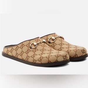 AUTHENTIC Gucci Women's Horsebit Monogram Mules Sz 36.5 (6.5)
